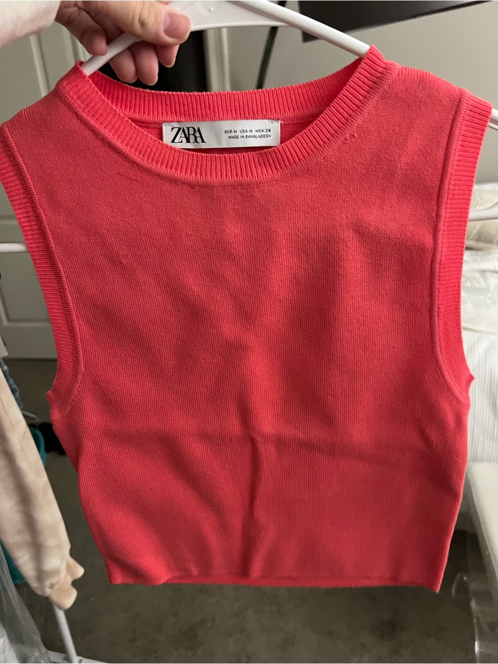 ZARA Coral Red Sleeveless Knit Tank